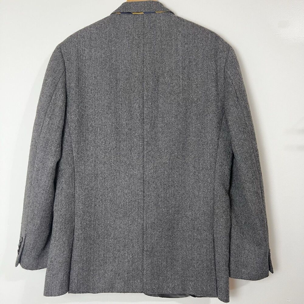 Lauren Ralph Lauren Grey Herringbone 100% Wool Blazer Sport Coat Men’s 44R Slim - Picture 4 of 10